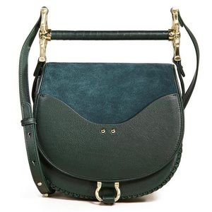SANCIA / The Babylon Bar Bag / Hunter Green Leather + Suede